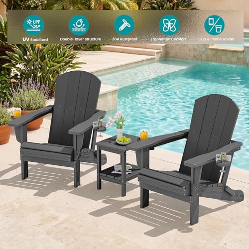 Outdoor Adirondack Chair Set of 4 with 2 Cup Holders (4 Count)