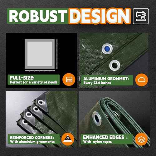 6x8 Feet Tarps Heavy Duty Waterproof 10.5 Mil Outdoor Small Tarp