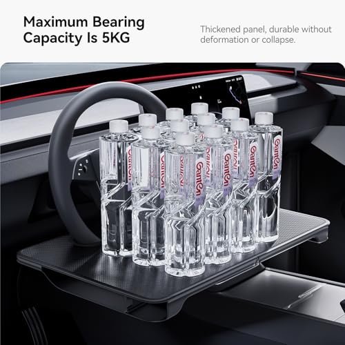 2-in-1 Car Steering Wheel Desk Tray & Car Seat Gap Filler Organizer – Foldable Carbon Fiber Look Table for Laptop, Eating Food, Writing – for Standard Round Steering Wheels