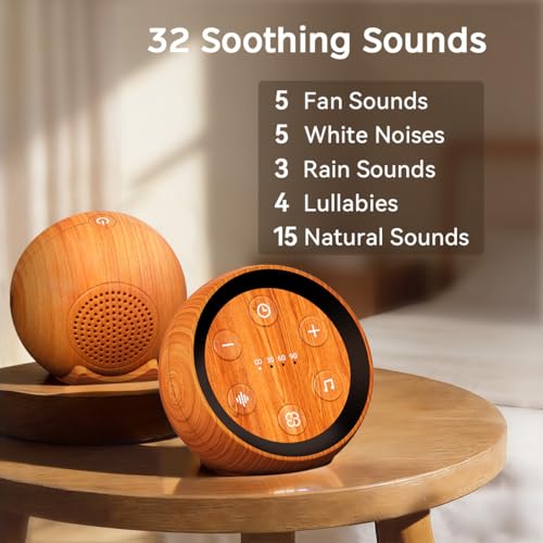 Portable Sound Machine White Noise Machine for Baby Kids Adults Sleeping with 32 Soothing Sounds 32 Volume Levels Brown Noise Machine with 4 Timer Memory Funtion for Travel Office Privacy