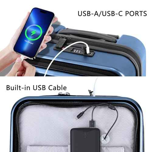 Carry On Luggage with Front Pocket & USB Port