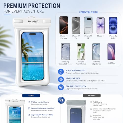 IPX8 Floating Waterproof Phone Pouch 2 Pack (2 Count)