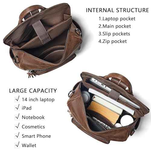Vegan Leather Laptop Backpack for Women 15.6 inch Work Backpack Fashion Travel Backpack Purse for Business College