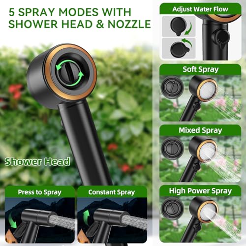 New Gen Portable Camping Shower with Heater & Foldable Bucket