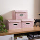 Collapsible Storage Boxes with Lids Fabric Decorative Storage Bins Cubes Organizer Containers Baskets with Cover Handles Divider for Bedroom Closet Living Room 9.8x7.9x6.7 Inch 3 Pack (3 Count)