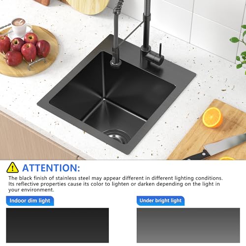 13x15x9 inch Drop in Bar Sink Gunmetal Black 18 Gauge T304 Stainless Steel