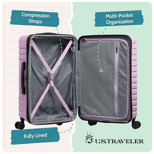 Boren Expandable Hardside Rugged Travel Luggage with 8 Spinner Wheels