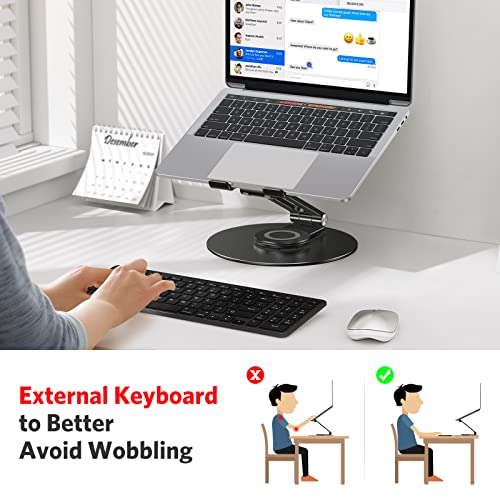 Adjustable Laptop Stand for Desk 360° Rotating Base up to 17" Black