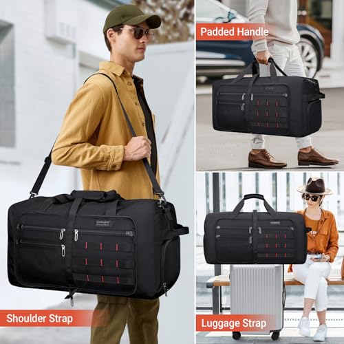 Foldable Duffle Bag for Men Large 65L Travel with Shoe Compartment