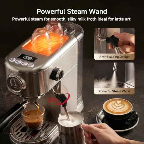 H10B Programmable Espresso Machine with LED Display & Pressure Gauge