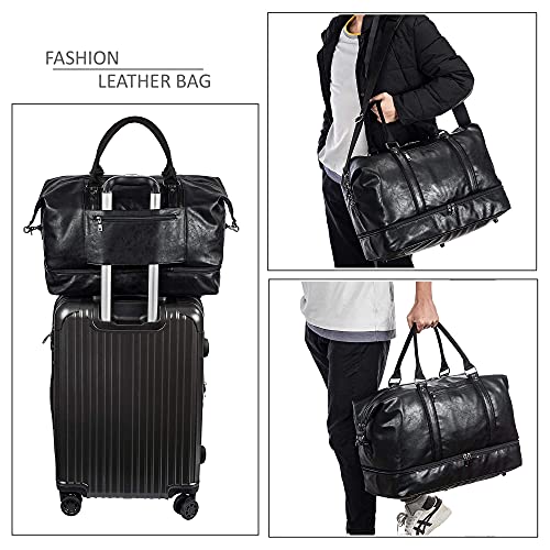 Leather Travel Bag with Shoe Pouch