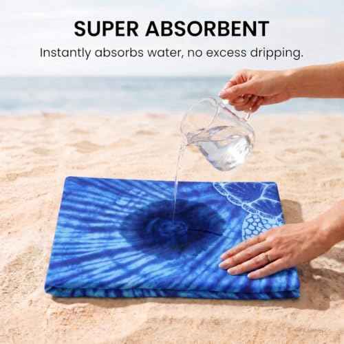 4 Pack Microfiber Beach Towel Oversized 71x32 Blue Multipack Bulk (4 Count)