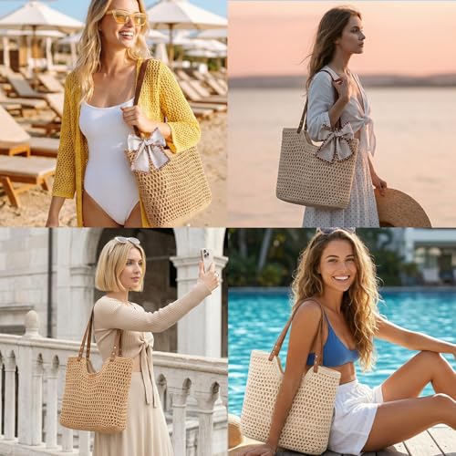 Crochet Beach Bag for Women Summer Purse Boho Small Tote