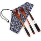 Wooden Chopsticks Spoon Fork Set Tableware Travel Utensils with Pouch