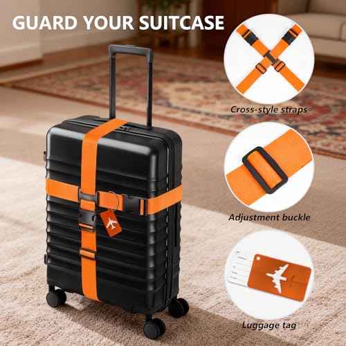 Cross Luggage Straps for Suitcase and Luggage Tags 3 Packs