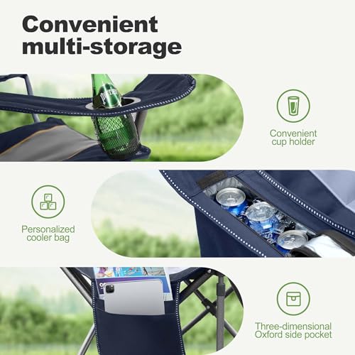 Folding Camping Chair Oversized Heavy Duty Padded Outdoor Chair (2 Count)