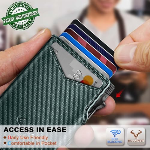 Men Slim Leather Wallet Metal Case Money Clip