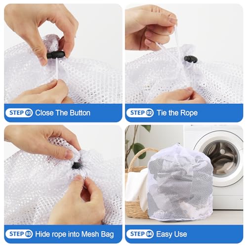 4Pcs Mesh Laundry Bags Washing Machine Mesh Wash Bags for Clothes (4 Count)
