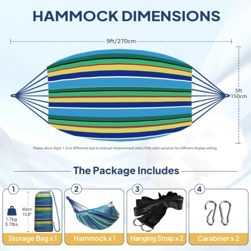 Cotton Camping Hammock Portable with Tree Straps Holds 660lbs