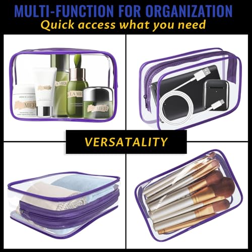 16 Pieces Clear Makeup Bag PVC Zippered Clear Toiletry Carry Pouch Portable Cosmetics Bag Waterproof Makeup Bag Vinyl Plastic Organizer Case for Travel Vacation Bathroom (16 Count)