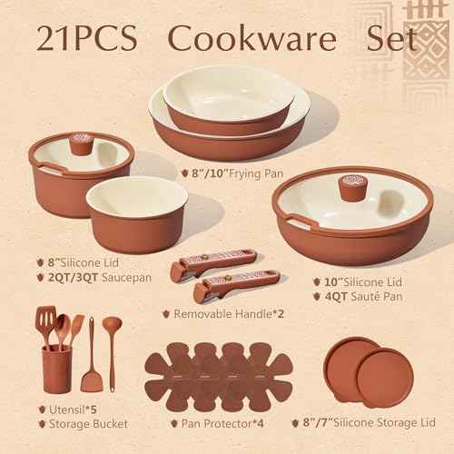 21pcs Ceramic Cookware Set