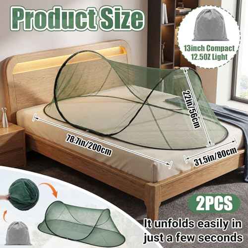 2 Pcs Mosquito Netting for Camping Bed 78 * 31 * 22 Inch (2 Count)