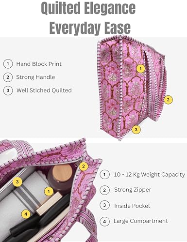 100% Cotton Quilted Tote Bag For Women