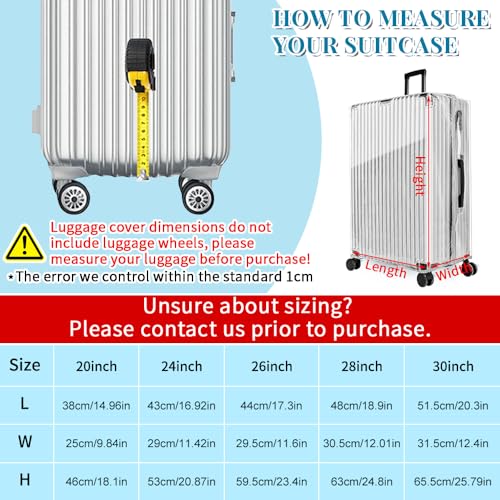 Upgraded Zippered Clear PVC Suitcase Cover 24 Inch