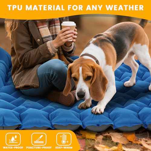 4in Double Sleeping Pad for 2 Person with Foot Pump and Pillow