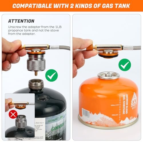 3500W Windproof Camp Stove Camping Gas Stove with Fuel Canister Adapter