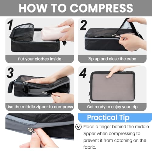 6 Set Ultralight Compression Packing Cubes Packing Organizer for Travel Accessories Luggage Suitcase Backpack
