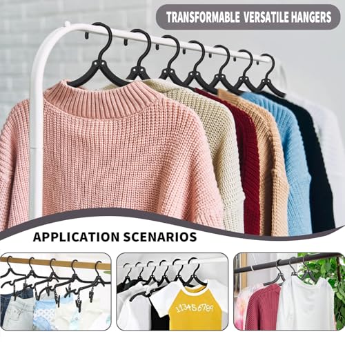 12pcs Black Travel Hangers with 24pcs Clips Foldable for Suitcase (12 Count)