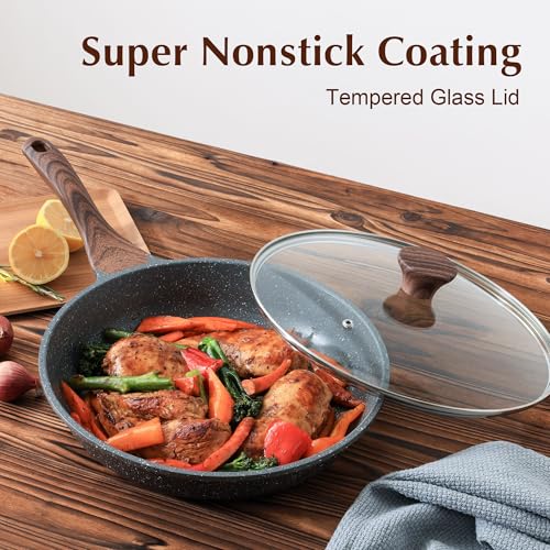 10inch Nonstick Frying Pan Chef's Pan with Glass Lid