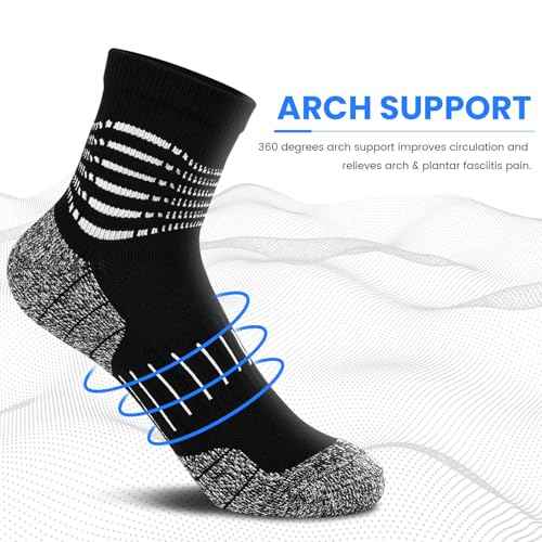 Ankle Compression Socks for Men Athletic Running Socks with Cushioned Support 5 Pairs