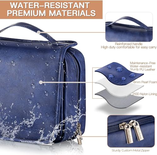 Hanging Toiletry Bag for Men PU Leather Shaving Dopp Kit
