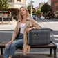 26 Inch Large Checked Luggage Hardside Suitcases Top Open Charcoal Grey