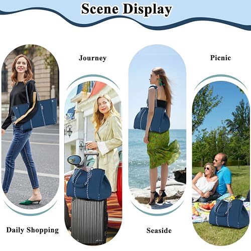 Neoprene Multipurpose Beach Bag Tote with Inner Zipper Pocket