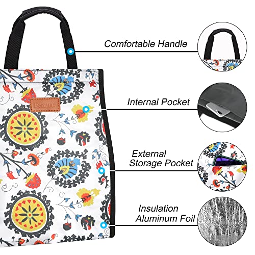 Lunch Bags for Women Insulated Reusable Lunch Tote with Internal Pocket