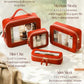 Clear Large Makeup Bag Mahjong Tile Bag with Zipper and Handle Red