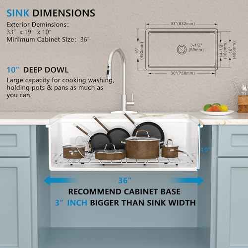 33"x19" White Undermount Sink Ledge Workstaion