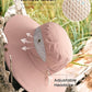 Womens Sun Hat with Ponytail Hole Beach Hiking Summer Wide Brim UPF 50+ Outdoor Protection Foldable Bucket Hat Pink