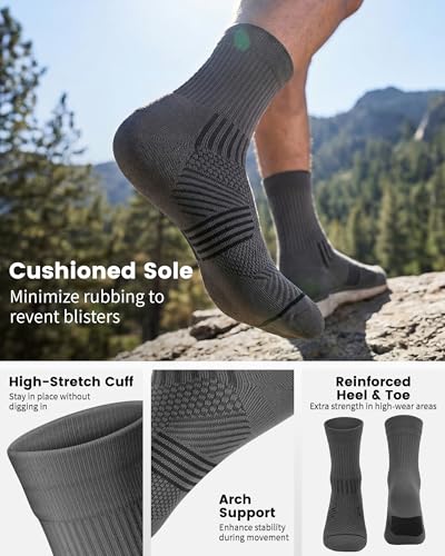 3 Pairs Running Compression Socks for Men & Women Crew Socks with Cushion (3 Count)