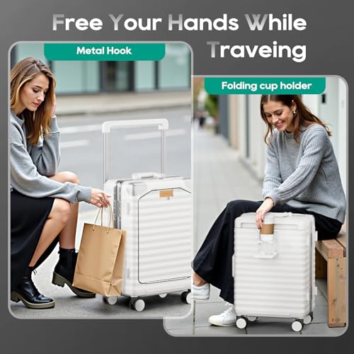 20 Inch Carry on Luggage with Aluminium Frame and Front Pocket