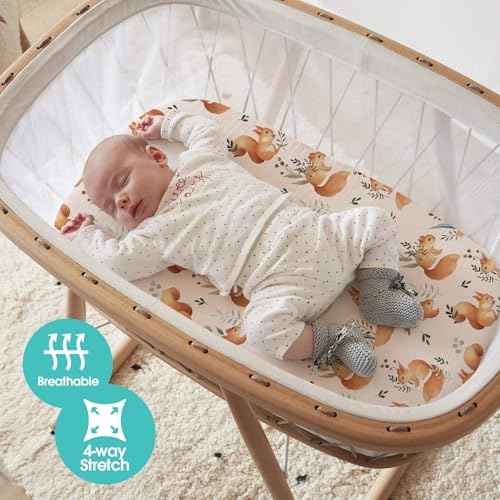 Stretch Fitted Bassinet Sheet Set BROLEX 2 Pack Cradle Sheets for Bassinet Pad
