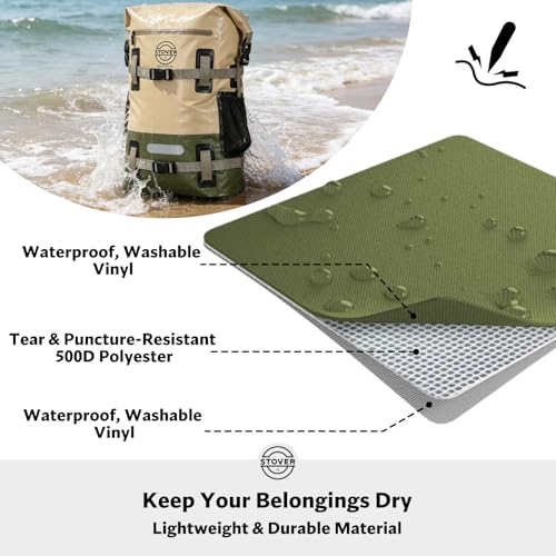 30/40/55L Waterproof Dry Backpack & Phone Case - Large Floating Dry Bag for Kayaking, Travel, Hiking, Fishing, Camping, Motorcycles & Beach, Heavy-Duty Roll Top Men/Women (Tan/Army Green/Brown)
