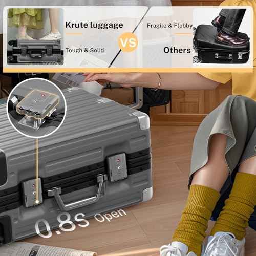 Zipperless Luggage 28inch Checked Hard Shell Suitcases with Wheels