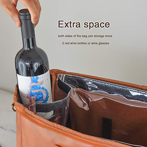 6 Wine Bottles Carrier Leather Bag