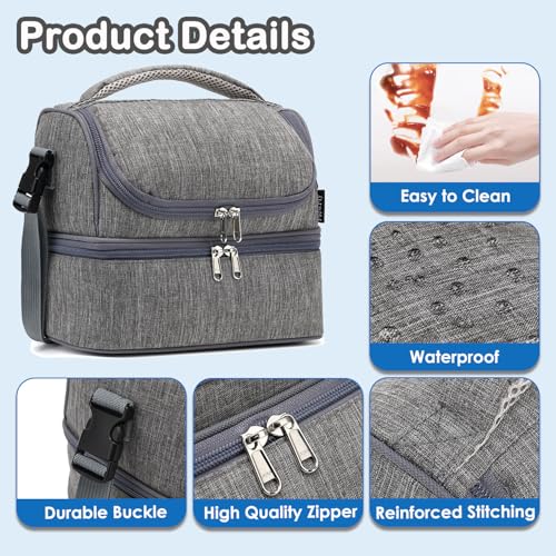Double Decker Cooler Insulated Lunch Bag Large Tote for Boys
