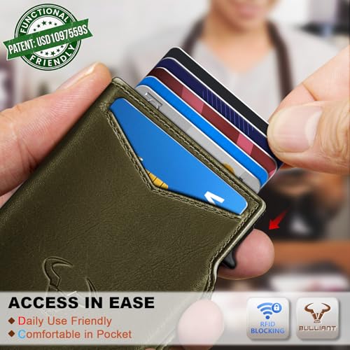 Men Slim Leather Wallet Metal Case Money Clip