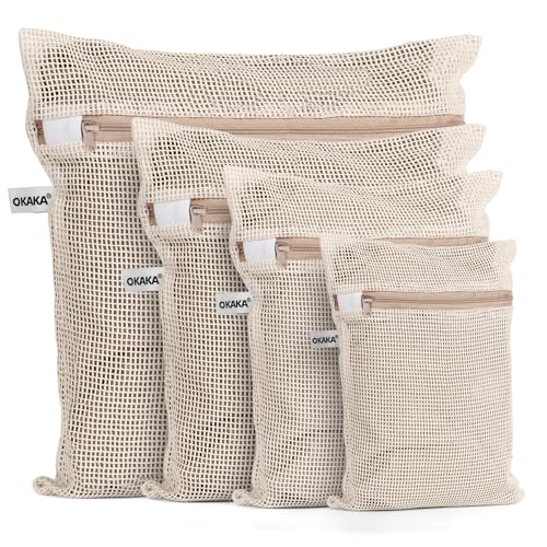100% Cotton Mesh Laundry Bags (4 Count)